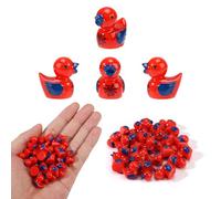 Lyreh 25pcs Mini Canards en Résine en Araignée, Petit Canard en Résine avec Toile d'Araignée Décoration Jardin Miniature pour Maison Bureau Voiture Décoration Cadeau de Fête(Rouge)