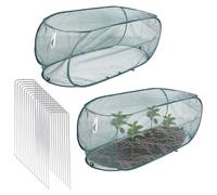 Lyreh 2pcs Couverture Végétale en Maille Escamotable, 99x45x40cm Housse Protection Plantes Jardin Escamotable Extérieure avec 16 Piquets pour Protéger Légumes Fruits Fleurs Semis