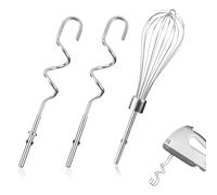 Lyreh 2pcs Crochets Pétrisseurs Mixeur Main pour Kitchenaid, Batteurs à Crochet Pétrisseur Acier Inoxydable avec 1pcs Fil Machine Fixation Fouet Main pour Kitchenaid KHM 5KSM KSM KSMO KSMH