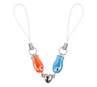 Lyreh 2pcs Porte-Clés Amour Couple, 9x2cm Alliage Céramique Poisson Porte-Clés Forme Cœur Accessoires pour Portefeuille Sac Main Sac Dos Cadeaux Saint-Valentin (Bleu, Orange)