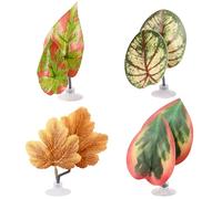 Lyreh 4pcs Hamacs en Forme de Feuille Betta, Réglables en Plastique Décoration d'Aquarium avec Ventouse et Support pour Le Repos du Guppy Soie à Quatre Yeux (Vert, Marron)