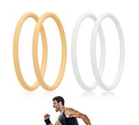 Lyreh 4pcs Sangle de Support de Tendon Rotulien, en Silicone Sangle Rotulienne Jambe Fixe Élastique Genouillère Rotulienne pour Basket-Ball Course à Pied Football Randonnée (Beige + Lumineux)