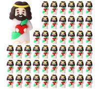 Lyreh 50pcs Petit Jésus Statues avec Cœur Rouge, Statue Miniature Paques en PVC Mini Décoration de Jésus de Saint-Valentin pour Pâques Saint-Valentin Cadeau et Décoration(Vert)