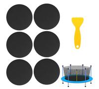 Lyreh 6pcs Kit de Réparation Trampoline, 10x10cm Patch Autocollant en Caoutchouc pour Trampoline avec Grattoir pour Trous Déchirures dans Les Tapis (Rond)