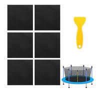 Lyreh 6pcs Kit de Réparation Trampoline, 10x10cm Patch Autocollant en Caoutchouc pour Trampoline avec Grattoir pour Trous Déchirures dans Les Tapis (Carré)