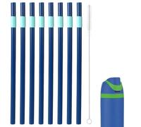 Lyreh 8pcs Pailles Réutilisables, Pailles en Plastique Dur avec Brosse de Nettoyage Compatibles avec Owala 24 Oz les Accessoires de Rechange Réutilisables (Bleu)