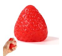 Lyreh Jouet Spongieux à la Fraise, Jouet Anti-Stress Squishy Drôle de Jouets Spongieux TPR Taba Doux Kawaii Fruit Jelly Things Cadeau d'anniversaire de Noël pour Enfants Adultes Bureau École (Rouge)