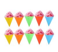 Lyreh Lot de 10 Gobelets à Cône de Neige Réutilisables, 10,3 x 8 cm Plastique pour Glace Pilée Sirop Compatibles avec la Machine à Cône Neige Nostalgia et Cuisinart (Jaune, Rouge, Bleu, Orange, Vert)