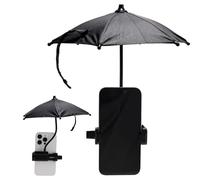 Lyreh Parasol Téléphone, Ombrelle Telephone Universel avec Clip Robuste Réglable Mini Parapluie Compatible avec Tous Smartphones pour Voyages Plage Activités de Plein Air(Noir)