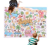 Lyreh Poster à Colorier Hawaïen, Nappe Colorier Géante 110x80cm Été Grande Bannière Papier DIY Grande Décoration Murale pour Enfants Bricolage Jeux Fournitures Activités en Classe