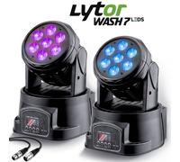 Lyres LytOr Pack WASH7 LEDS PRO DMX RVB 4W + BLANC Pack de 2 - En DMX-512 (7 ou 12 canaux) + Câble XLR mâle/femelle 1,5M