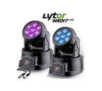 lyres lytor pack wash7 leds pro dmx rvb 4w + blanc pack de 2 - en dmx-512 (7 ou 12 canaux) + câble xlr mâle/femelle 1,5m Blanc