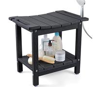 LyriFine Banc de douche, tabouret de douche imperméable en polyéthylène haute densité de 47,7 cm pour intérieur de douche, chaise de douche de salle de bain avec support de pommeau de douche, tabouret