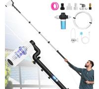 Lyrifine Brosse de lavage télescopique électrique avec manche télescopique, 6,2 m, avec raccord d'eau, pour le nettoyage des installations PV, kit de nettoyage de jardin d'hiver, barre télescopique