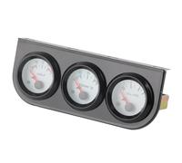lyrlody 52mm Triple Gauge Kit, Cadran Blanc Aiguille Rouge pour Voitures | Voltmètre mécanique de température de l\'eau et de pression d\'huile, boîtier noir, plage 8-16V 40-120C 0-7KG, camion de
