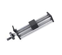 lyrlody Actionneur d'étape Linéaire, 200 Mm Stroke, Manuel de Haute Précision Guide de Glissement de Rail à Billes avec Roue à Main, Alliage en Aluminium pour les Machines à Mourir, les Tours, les