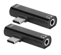 lyrlody Adaptateur 2 en 1 de Type C en Alliage d'aluminium, Adaptateur de Type C avec Prise Jack 3,5 Mm et Port de Charge, Prend en Charge la Musique et Le Chargement pour Téléphones USB, (Black)