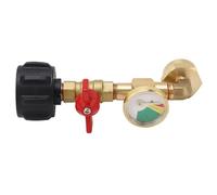 lyrlody Adaptateur de Réservoir en Laiton avec Manomètre, sur Soupape de Contrôle Hors Commande, Adaptateur de Coude à Gaz pour Le Réservoir de 1 LB, Empêchez Les Fuites de Gaz, Vérification Rapide
