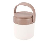 lyrlody Boîte à Déjeuner Isolée Sous Vide, Tasse à Soupe en Acier Inoxydable à Rétention de Chaleur pour le Déjeuner, le Bureau et les Voyages avec Poignée Pliable (BROWN)