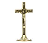 lyrlody Croix Catholique, Croix Murale Crucifix Catholique, Décoration Inspirante de Jésus-Christ avec Motif Jésus-Christ, pour Décoration de Bureau, 4,7 X 5,2 X 12 Cm (Couleur Cuivre)