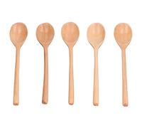 lyrlody Ensemble de Cuillères en Bois Cuillère à Long Manche 5 Pièces 23 Cm Cuillère à Repas pour Soupe de Riz café et Miel en Remuant Ustensiles de Cuisine Antiadhésifs Cuisine Usage Domestique