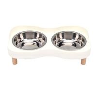 lyrlody Gamelles Surélevées pour Chats, Hauteur 10 Cm Anti-Renversement | Double bols en acier inoxydable de 400 ml, support amovible, pièces lavables au lave-vaisselle, support de posture du cou,