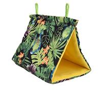 lyrlody Hamac Triangulaire pour Nid de Perroquet, Cabane Suspendue en Flanelle et Toile de Mousse, 21x16x14 Cm, Entrée Facile, Ombre Chaude, Lavable, Conception pour Oiseaux de Compagnie en Cage