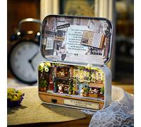 lyrlody Kit de Maison de Poupée à Monter Soi-même, Boîte de Théâtre Miniature en Bois avec Lumière LED, Piles Incluses, Thème Ancien, Artisanat Fait à la Main pour Adultes et Adolescents, Décoration