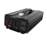 lyrlody Onduleur de Puissance 1600 W, Onduleur à Onde Sinusoïdale Modifiée 12 V DC à 220 V AC, Affichage LED, 2 Prises AC, Crête 4500 W, Alliage d'aluminium pour Voiture, Maison, Camping de Secours