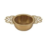lyrlody Passoire à thé, Infuseur à thé Filtre Vintage, Dentelle Acier Inoxydable Fine Double Poignées Bol D'égouttage Réutilisable pour Feuilles en Vrac Bar Cuisine (GOLD)