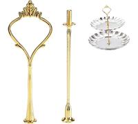 lyrlody Poignée Support Assiettes Présentoir à Gâteaux, Fixations Tiges pour Présentoir à Gâteaux 2 Etages Poignée Métallique Accessoires pour Stand à Gâteaux Assiette à Gâteau Or