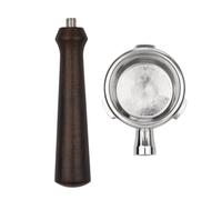 lyrlody Portafilter sans Fond, 3 Oreilles Panier de Filtre en Acier Inoxydable Panier de Noyer avec Rondelle pour la Machine à café (Matériau en palissandre noir)