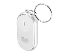 lyrlody Porte-Clés de Commande Vocale, Chercheur de Clés activé par la Voix, Localisateur de avec Sifflet, Bip et Flash dans 7 Mètres, Lampe de Secours à Haute luminosité pour (White)