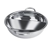 lyrlody Pot Chaud à Deux Saveurs, Pot Chaude à Double Saveur, Lisse avec Poignée Creuse pour Cuisinière à Induction Restauration de Cuisine (32CM)
