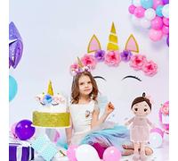lyrlody Poupée en Chiffon Douce 40cm, Peluche Molle avec Chapeau tressé, Jupe et Cheveux, Fourrure PP, pour Fille, Cadeau d'anniversaire Noël, Décoration Chambre (#3)