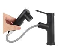 lyrlody Robinet de Lavabo Extractible avec Douchette, Mitigeur à un Levier, 3 Modes de Sortie d'Eau, Mélangeur Chaud/Froid, Noir