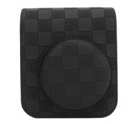 lyrlody Sac pour Appareil Photo instantané, Sac pour Appareil Photo en Damier Vintage Léger Rabat Supérieur Amovible Doux avec Bandoulière Réglable pour Une Utilisation en Extérieur (Black)