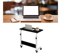lyrlody Table de Chevet Relevable pour Ordinateur Portable, 60 X 40 Cm, Cadre en Métal en Forme de C avec Table Roulante Réglable en Hauteur pour Canapé-lit, Utilisateurs de Bureau à Domicile (Black)