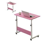 lyrlody Table de Chevet Relevable pour Ordinateur Portable, 60 X 40 Cm, Cadre en Métal en Forme de C avec Table Roulante Réglable en Hauteur pour Canapé-lit, Utilisateurs de Bureau à Domicile (Pink)