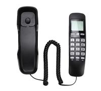 lyrlody Téléphone Filaire de Base à Montage Mural, Téléphone Fixe Mural en ABS avec Mémoire d'identification de l'appelant LCD DTMF FSK, Conception Rétro Fine pour la Maison, l'hôtel, la Cuisine,