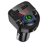 lyrlody Transmetteur FM Bluetooth 5.0 Voiture Adaptateur Radio Lecteur MP3 Kit Main Libre sans Fil, Émetteur FM Bluetooth Voiture avec Dual USB Ports Noir