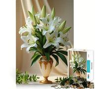 Lys Blancs en Vase Puzzle de 1000 pièces pour Adolescents Jeu Stimulant Le Cerveau Emboîtement précis sans espaces Activité relaxante en Groupe à l'intérieur (50x75cm)