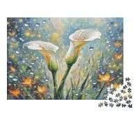 Lys Calla Papier épais Lys Callas Blancs avec étincelles dans Un Champ Puzzle Activité relaxante Interactive 70x50cm/1000 pièces