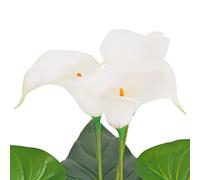 Lys de calla artificiel avec pot de 45 cm, blanc, plante artificielle facile d'entretien avec 3 fleurs et 9 feuilles, idéale pour salon, bureau, balcon, décoration intérieure et extérieure