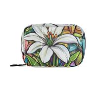 Lys de Pâques Happy Easter Flower and White Sacs à médicaments avec compartiments détachables, pilulier pratique pour sac à main