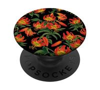 Lys en Fleurs en Rouge et Noir PopSockets PopGrip Adhésif