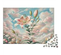 Lys Papier Premium Lys Rose avec Nuages Pastels Puzzle à Monter soi-même Décoratif Anti-Stress 52x38cm/1000 pièces
