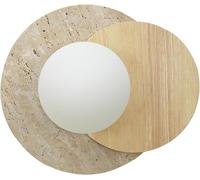 LYSDjia Applique Murale en marbre for Couloir Lampe en Pierre avec Bois Massif et Abat-Jour Verre travertin Jaune Naturel luminaire Mural Vintage adapté au Salon à la Salle de Bain ou à la Coiffeuse