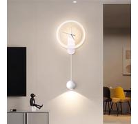LYSDjia LED Applique Murale Horloge Lampe Murale créative avec éclairage 3 Couleurs Horloge Design Noire Éclairage Mural Décoration Murale Moderne pour Salon Salle à Manger Bureau