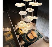 LYSDjia Lustre Haut Plafond dimmable Moderne en Forme de Feuille de Lotus doré Suspension Spirale Lampe LED linéaire de Luxe Lampe Suspendue adaptée au Hall d'entrée escalier Villa Salon